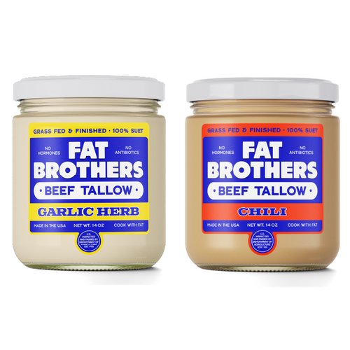 CHILI SEASONED & GARLIC HERB  - GRASS-FED BEEF TALLOW - 12 PACK SPLIT CASE